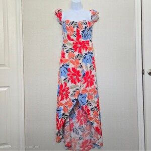 ASTR The Label Floral Strapless Off The Shoulder Maxi Summer Dress
